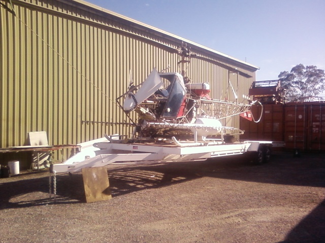 A unique crop dusting helicopter delivered to the Spray Shop for maintenance